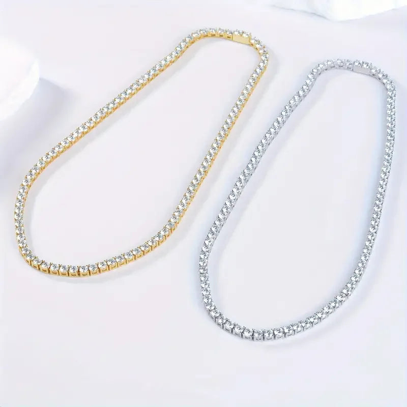 Multi-pc Gia certified 3-6,5mm d coloured Moissan ite tennis ball necklace white gold plated sterling silver wedding jewellery.