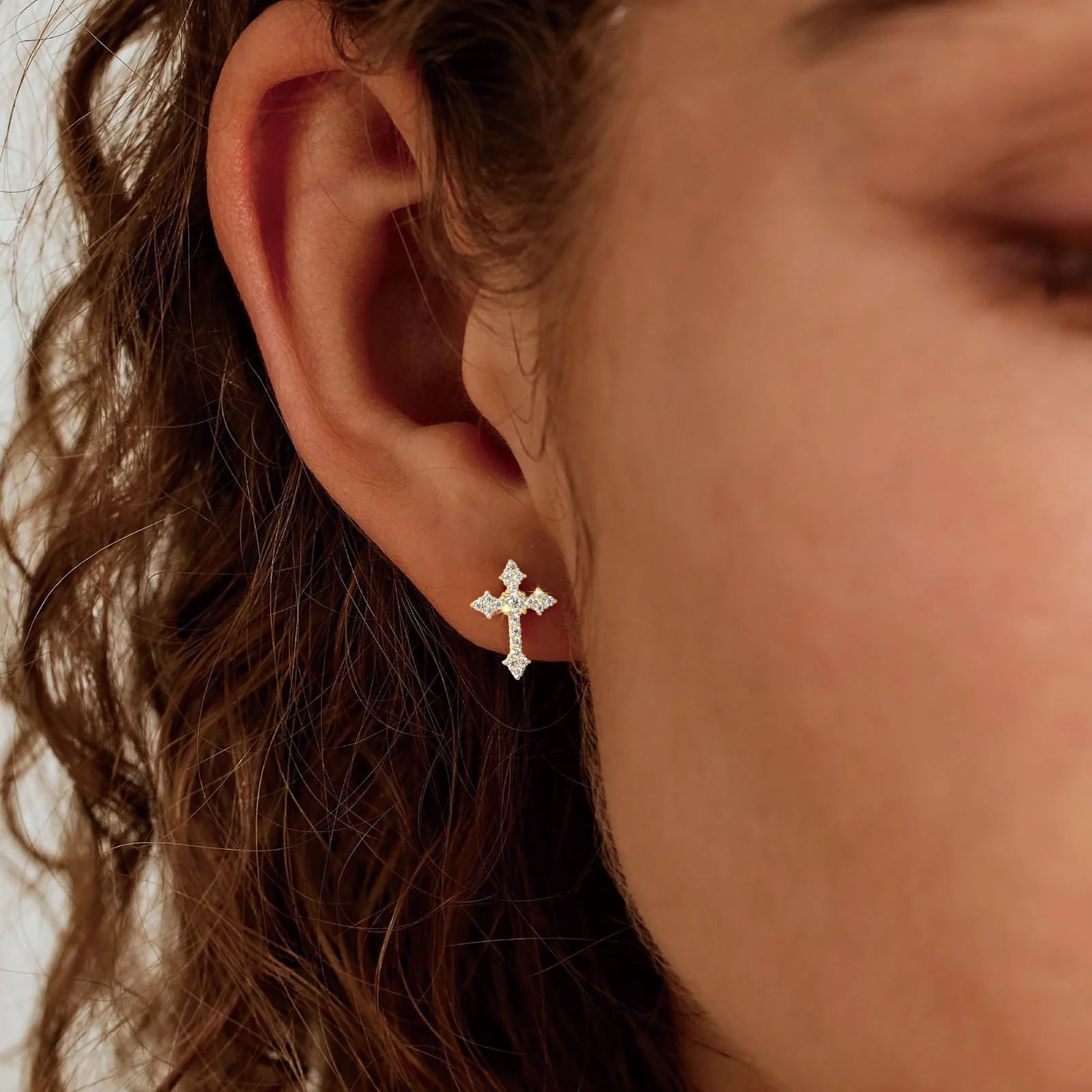 925 Silver,Moissanite Cross Earrings,Men's Earrings,Women's Earrings,Moissanite Jewellery Earrings,Men and Women Fashion and Ele