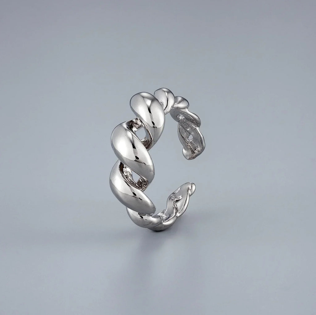 Silver Color Creative Handmade Rings for Women Irregular Wave Smooth Ring Minimalist Adjustable Open Rings Engagement Jewelry
