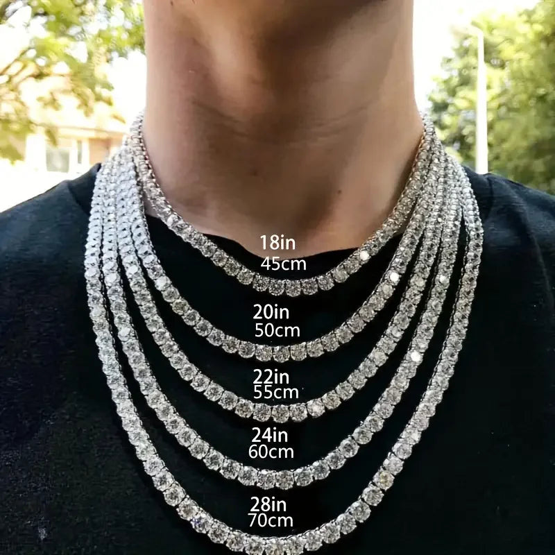 Multi-pc Gia certified 3-6,5mm d coloured Moissan ite tennis ball necklace white gold plated sterling silver wedding jewellery.